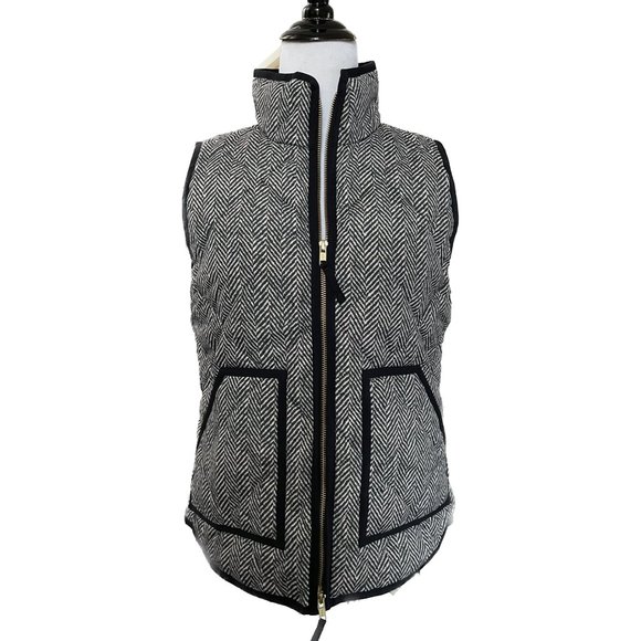 New J.Crew Herringbone Quilted Down Puffer Excursion Vest Multiple Sizes - Picture 2 of 5